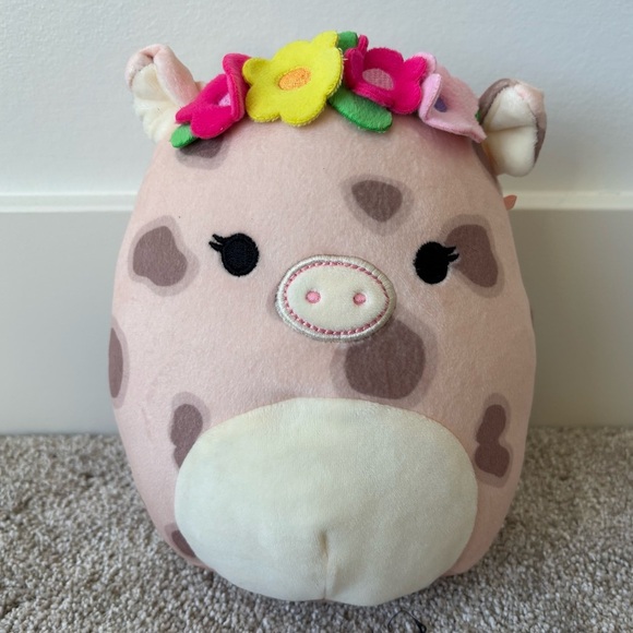 Squishmallow Aquitaine The Pig Floral Crown Pink Farm Plush Toy Stuffed Animal - Picture 1 of 6